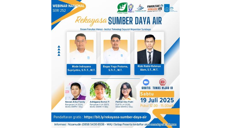 “Rekayasa Sumber Daya Air” Webinar Nasional #252, Sabtu (19/7/2025)